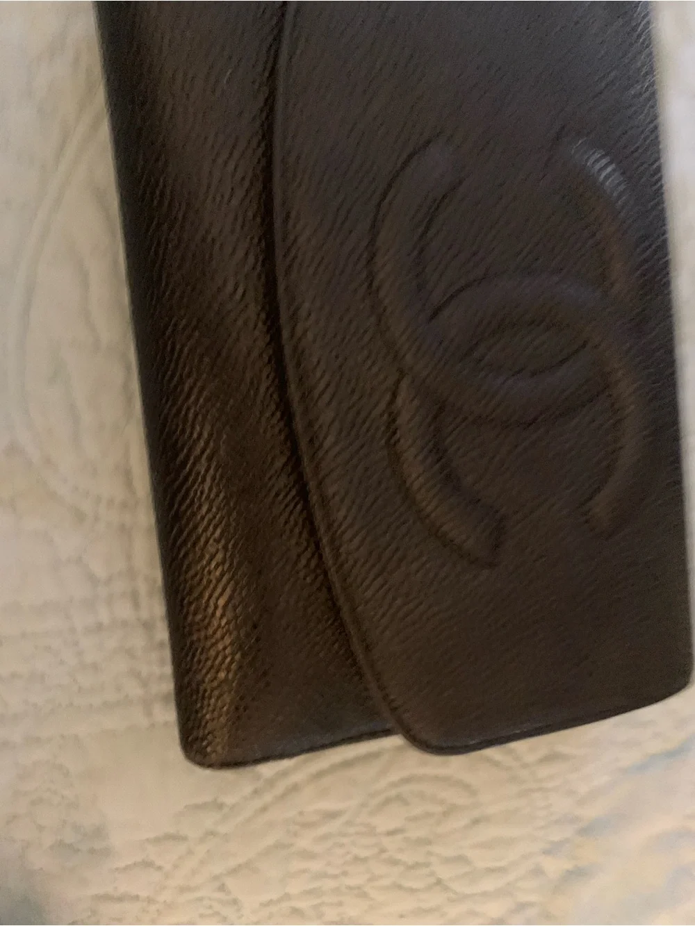 CHANEL Black Pebbled Caviar Leather CC Flap Wallet
